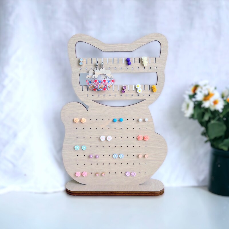 Cat Earring holder stand display, cat jewelry organizer, table stand earring organizer for stud earrings dangle earrings, jewelry display